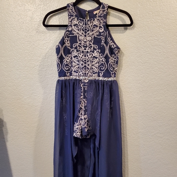Speechless Other - Navy Blue and Silver Romper Dress